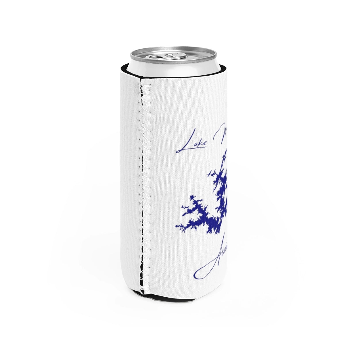 Alabama Lake Martin Slim Can Koozie all position view from right white.webp