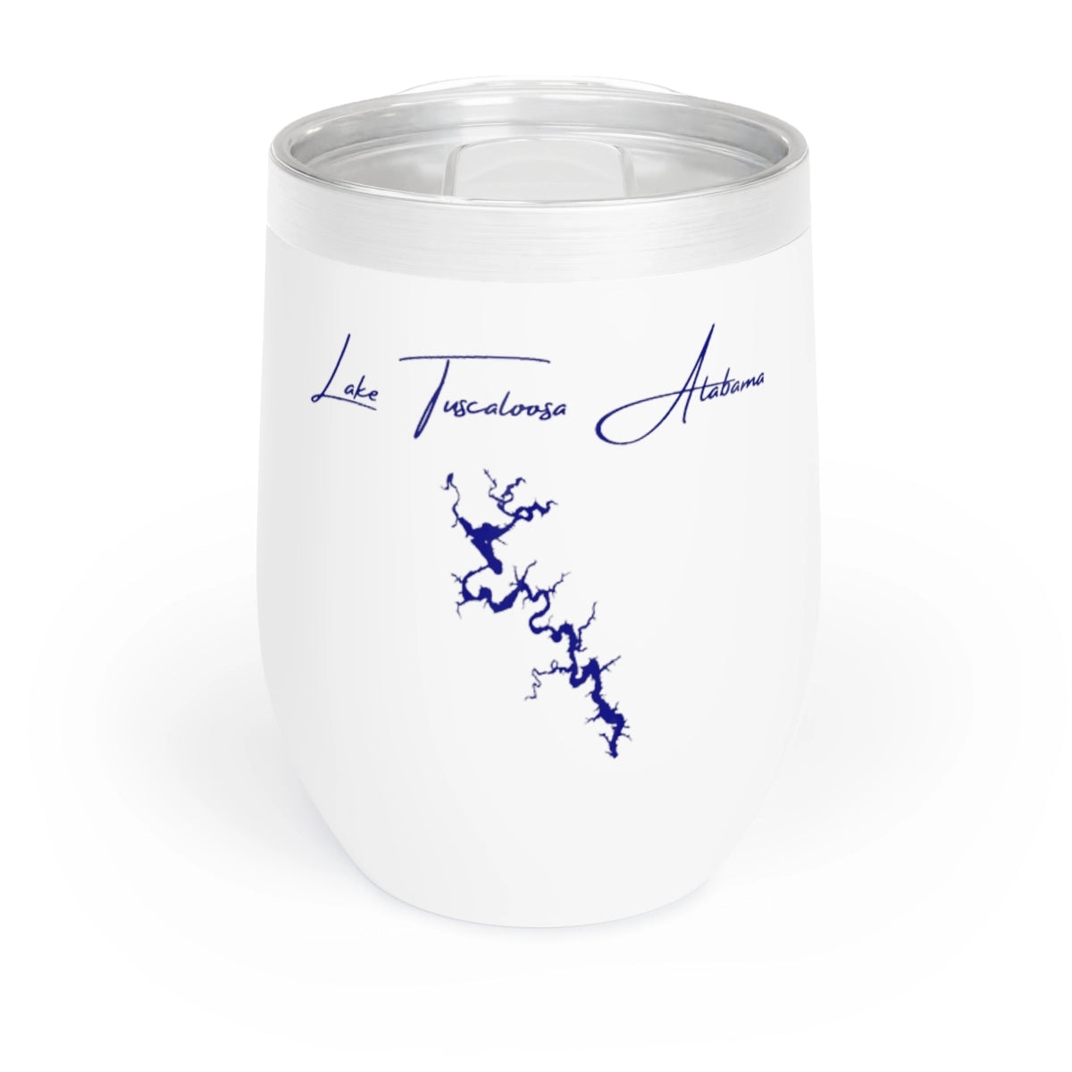 Alabama Lake Tuscaloosa Wine Tumbler front position view from front white.webp