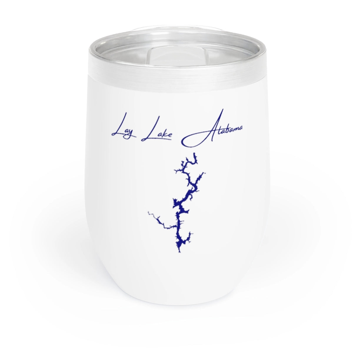 Alabama Lay Lake Wine Tumbler front position view from front white.webp