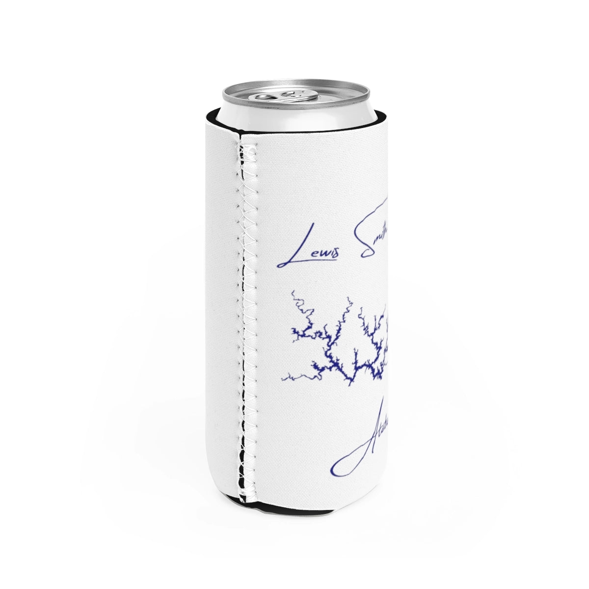 Alabama Lewis Smith Lake Slim Can Koozie all position view from right white.webp
