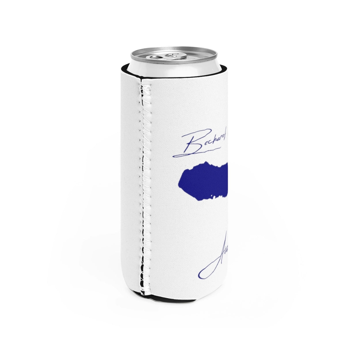 Alaska Becharof Lake Slim Can Koozie all position view from right white.webp
