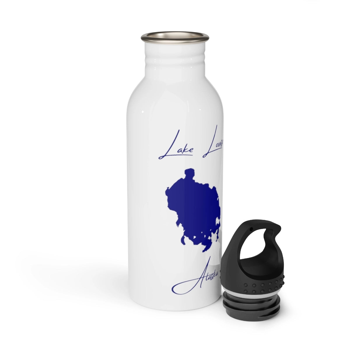 Alaska Lake Louise Water bottle other position view from open white.webp