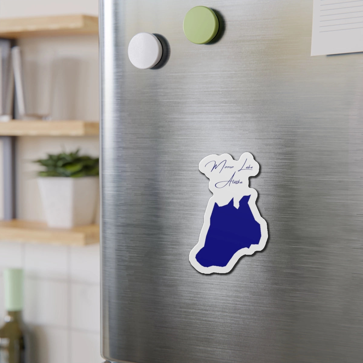 Alaska Mirror Lake Die Cut Magnet front position view from context-2 4 x 4.webp