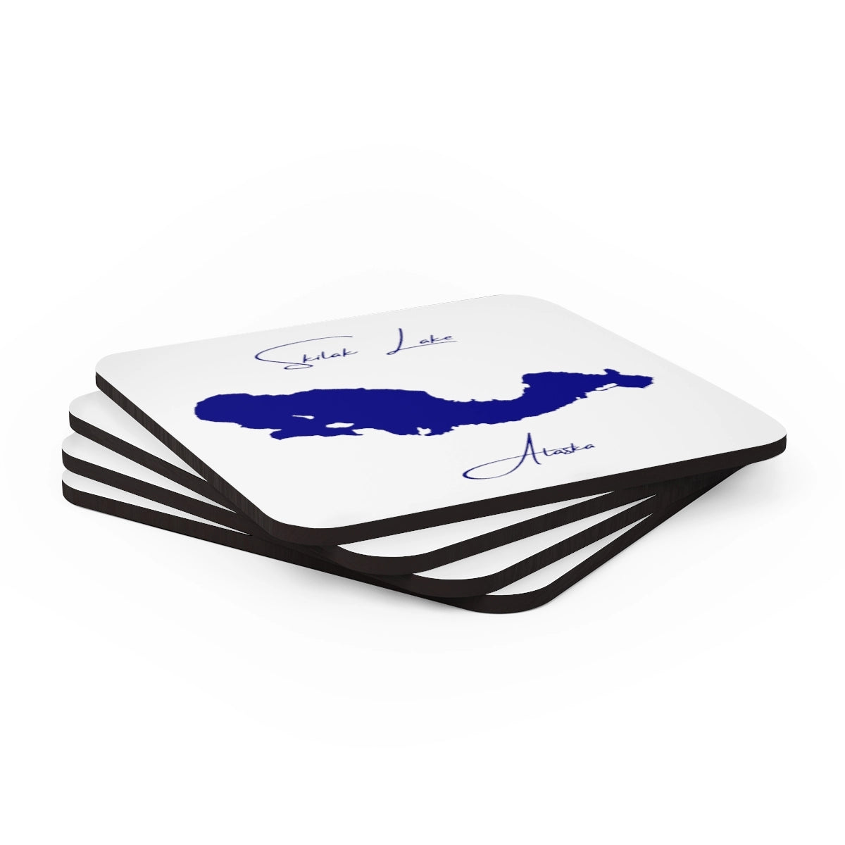 Alaska Skilak Lake Coaster Set front position view from stacked 3.75 x 3.75.webp