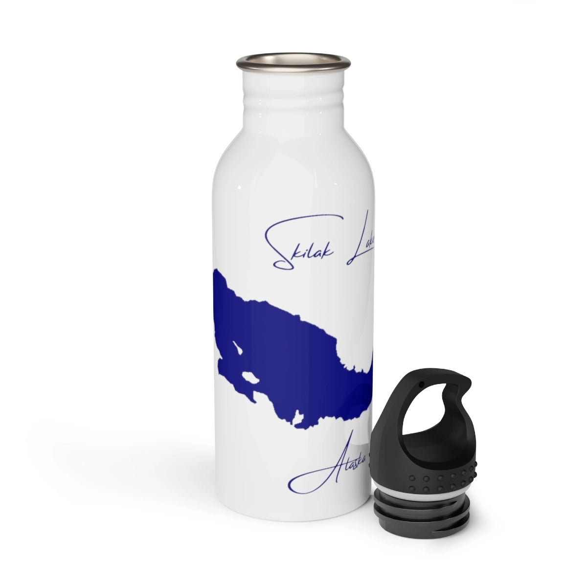 Alaska Skilak Lake Water bottle other position view from open white.webp