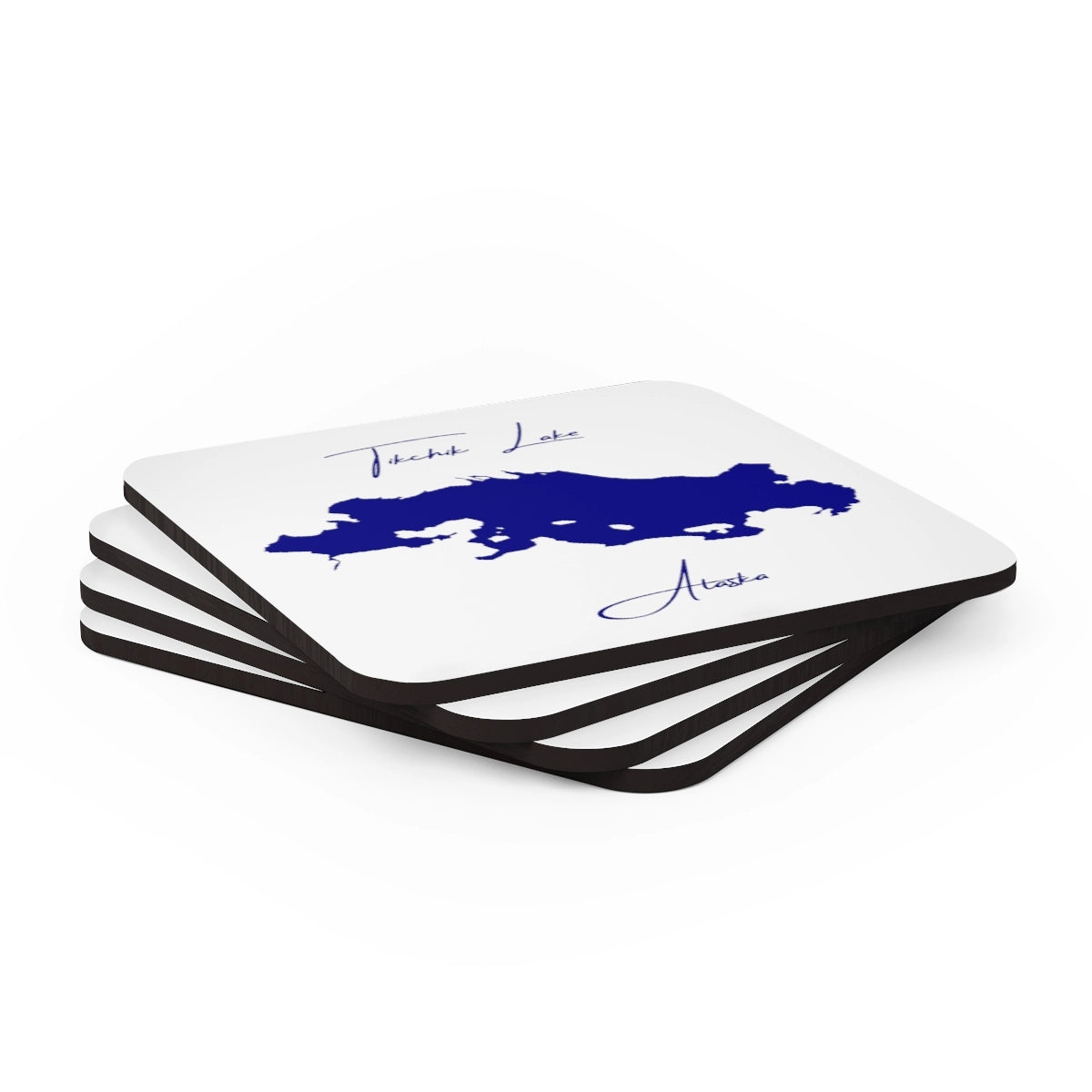 Alaska Tikchik Lake Coaster Set front position view from stacked 3.75 x 3.75.webp