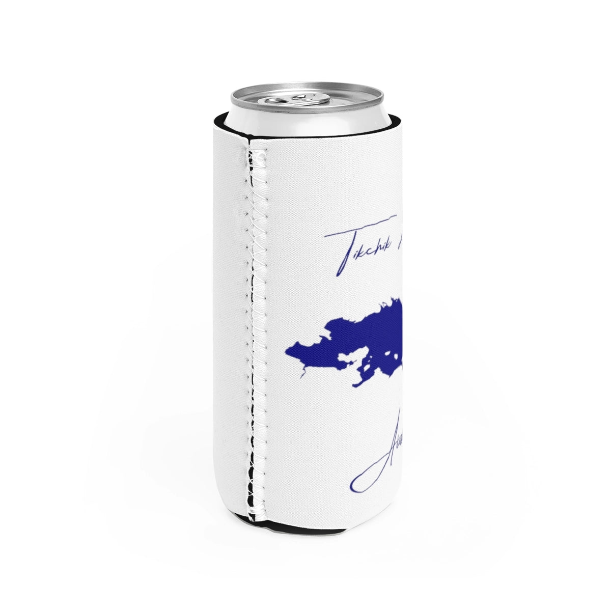 Alaska Tikchik Lake Slim Can Koozie all position view from right white.webp