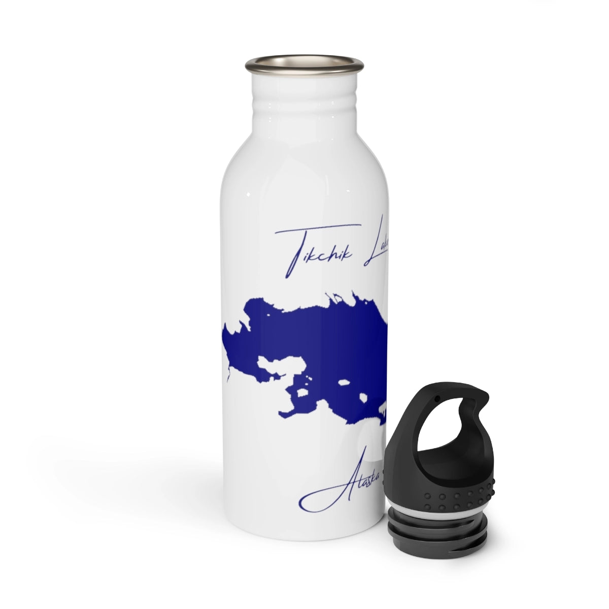 Alaska Tikchik Lake Water bottle other position view from open white.webp
