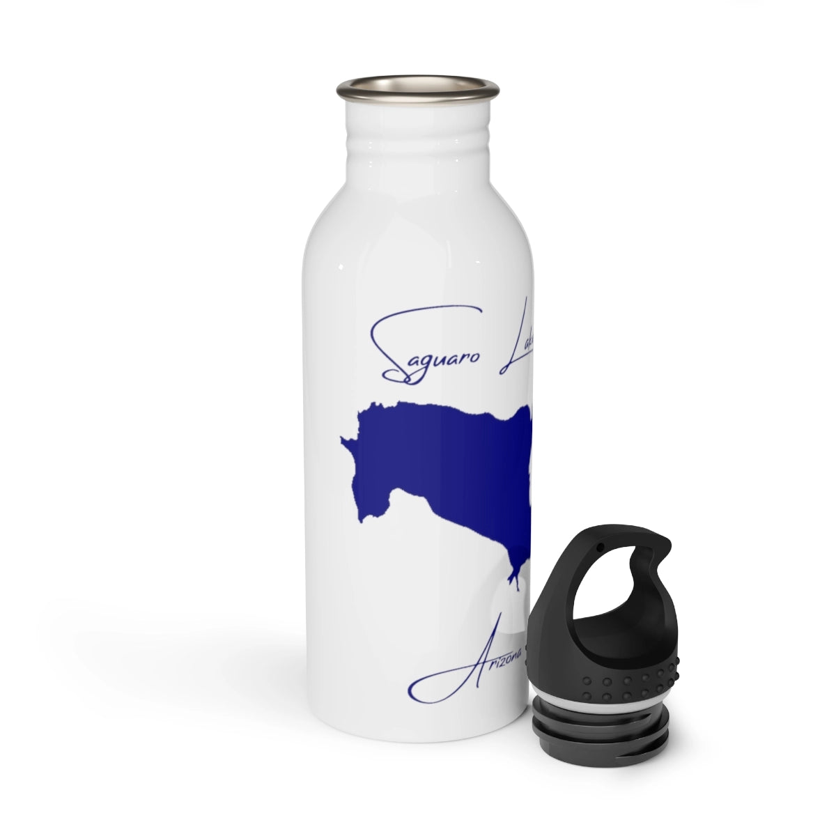 Arizona Saguaro Lake Water bottle other position view from open white.webp