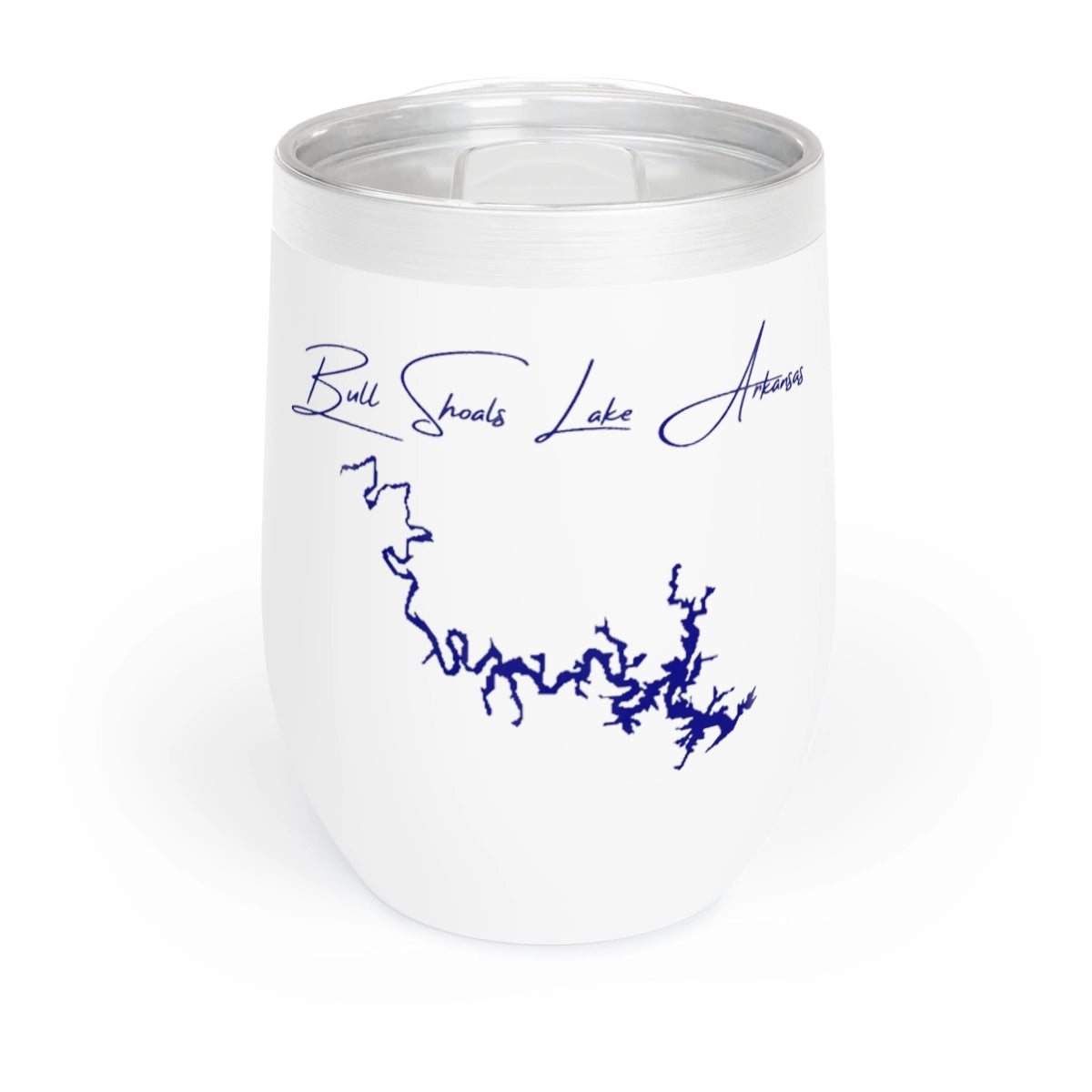 Arkansas Bull Shoals Lake Wine Tumbler front position view from front white.webp