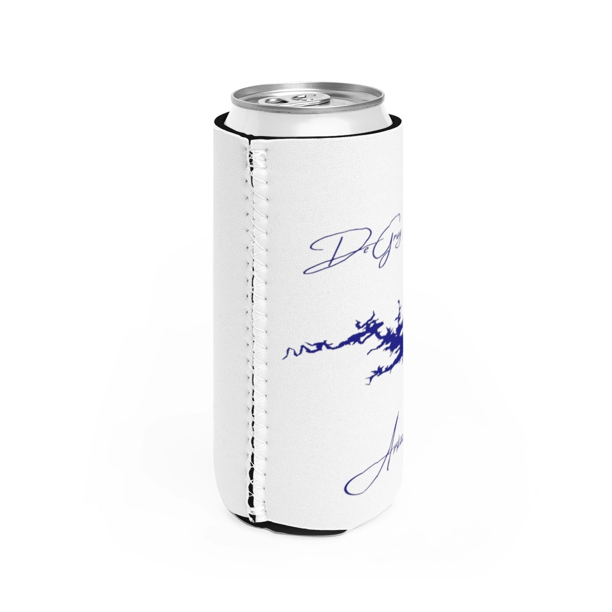 Arkansas DeGray Lake Slim Can Koozie all position view from right white.webp
