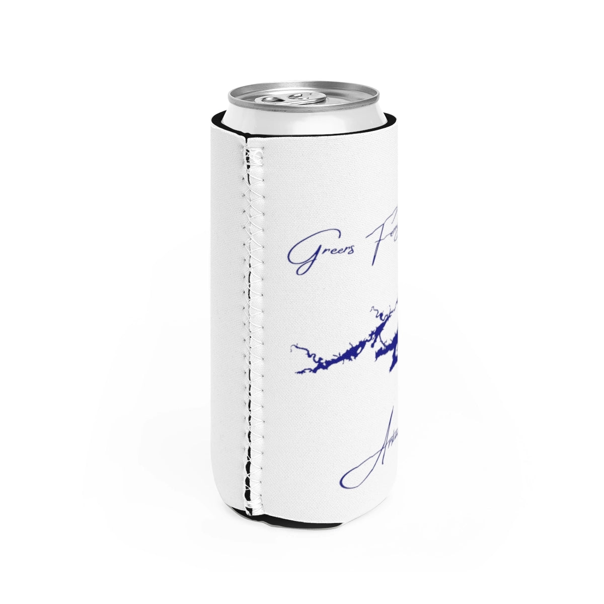 Arkansas Greers Ferry Lake Slim Can Koozie all position view from right white.webp