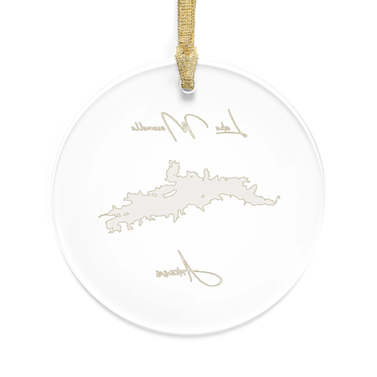 Arkansas Lake Maumelle Tree Ornament other position view from back round.webp