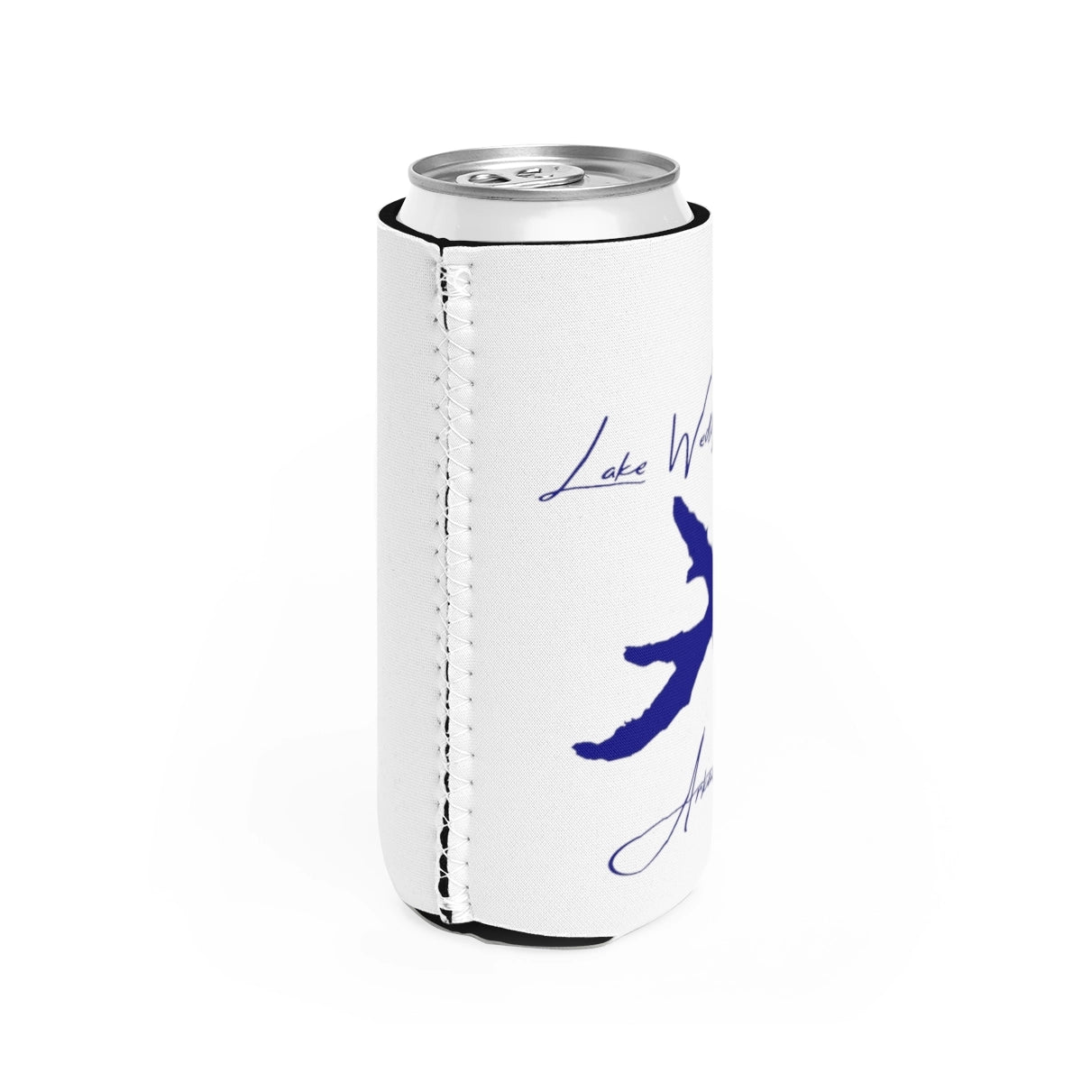 Arkansas Lake Wedington Slim Can Koozie all position view from right white.webp