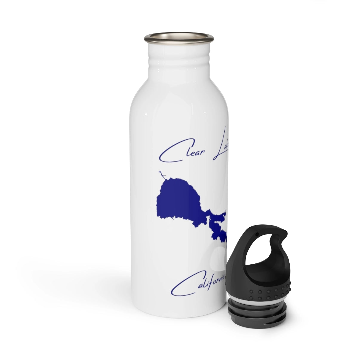 California Clear Lake Water bottle other position view from open white.webp