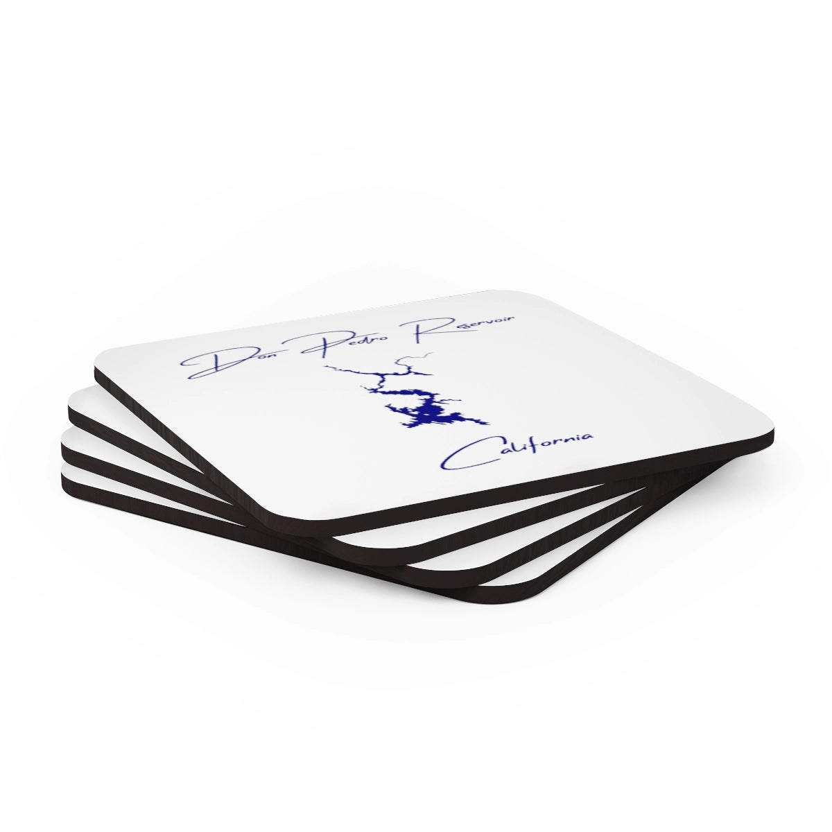 California Don Pedro Reservoir Coaster Set front position view from stacked 3.75 x 3.75.webp