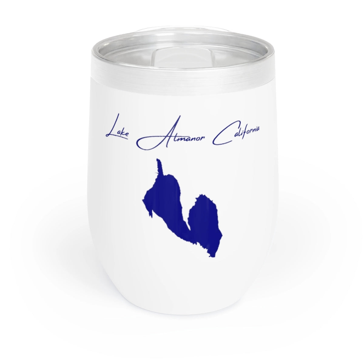 California Lake Almanor Wine Tumbler front position view from front white.webp