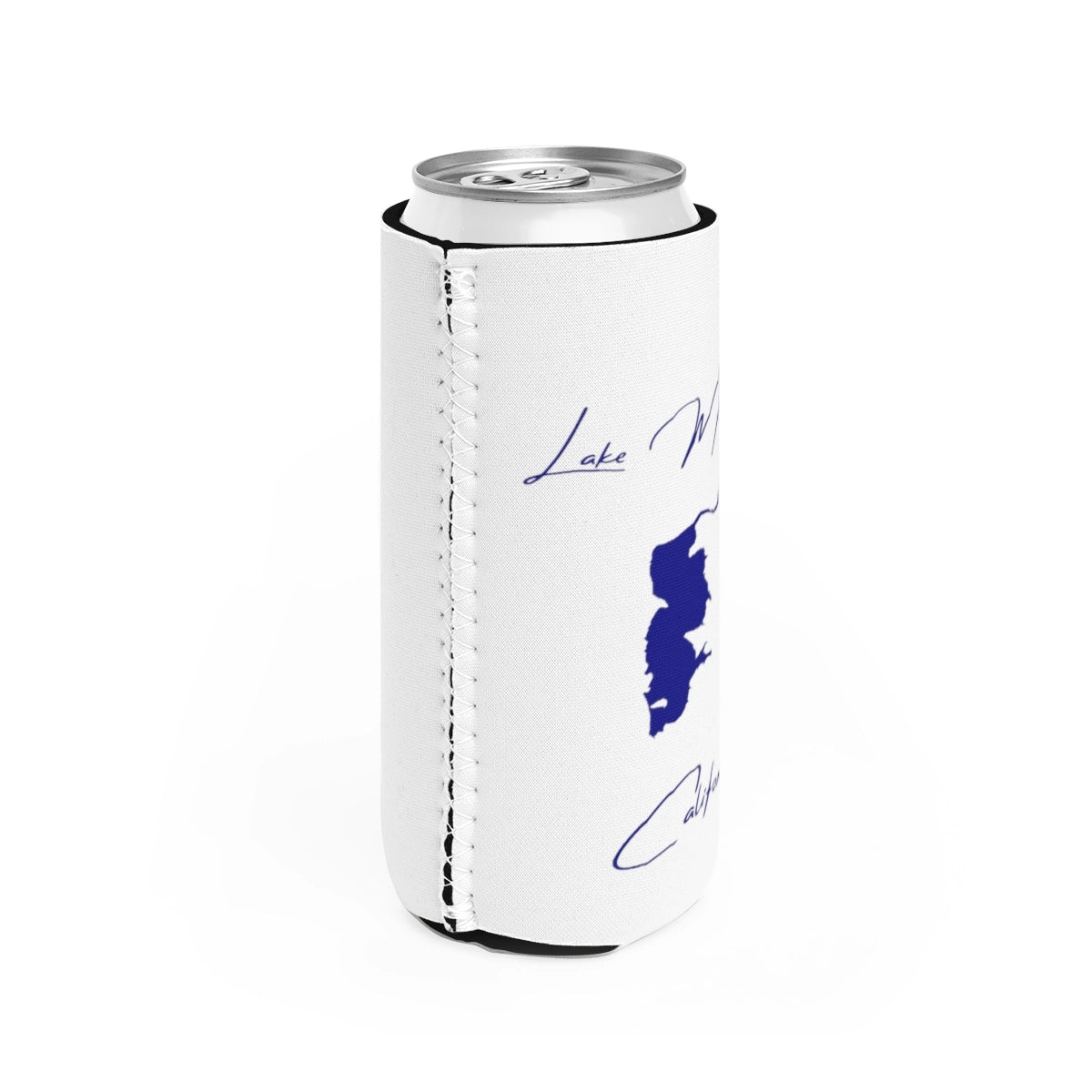 California Lake Mendocino Slim Can Koozie all position view from right white.webp