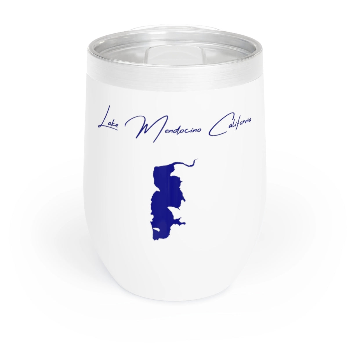California Lake Mendocino Wine Tumbler front position view from front white.webp