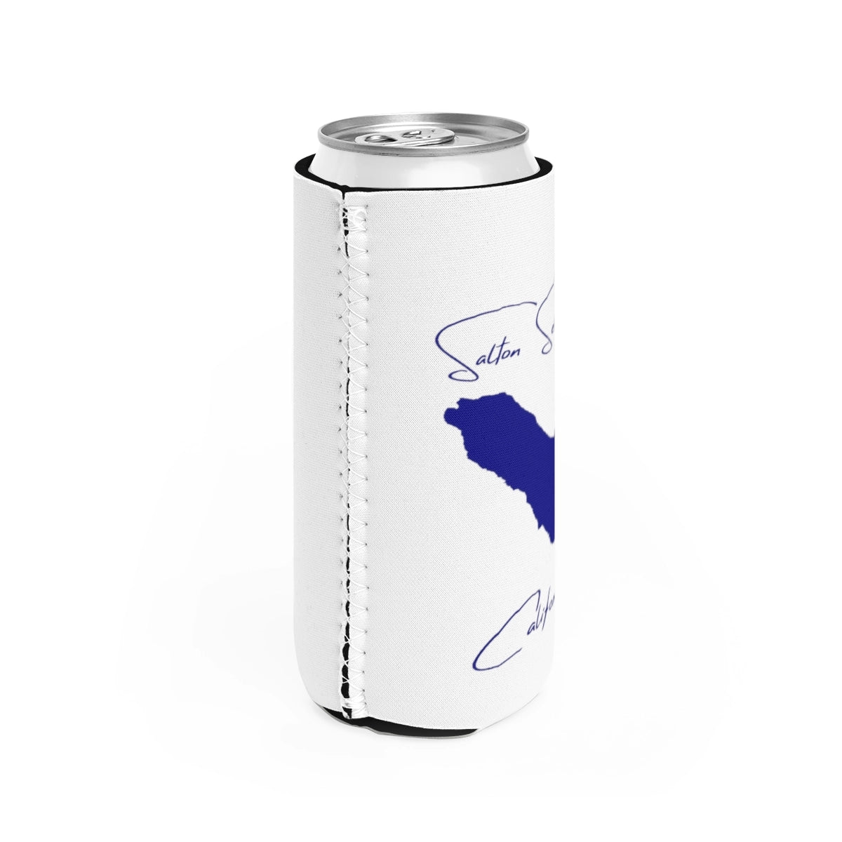 California Salton Sea Slim Can Koozie all position view from right white.webp