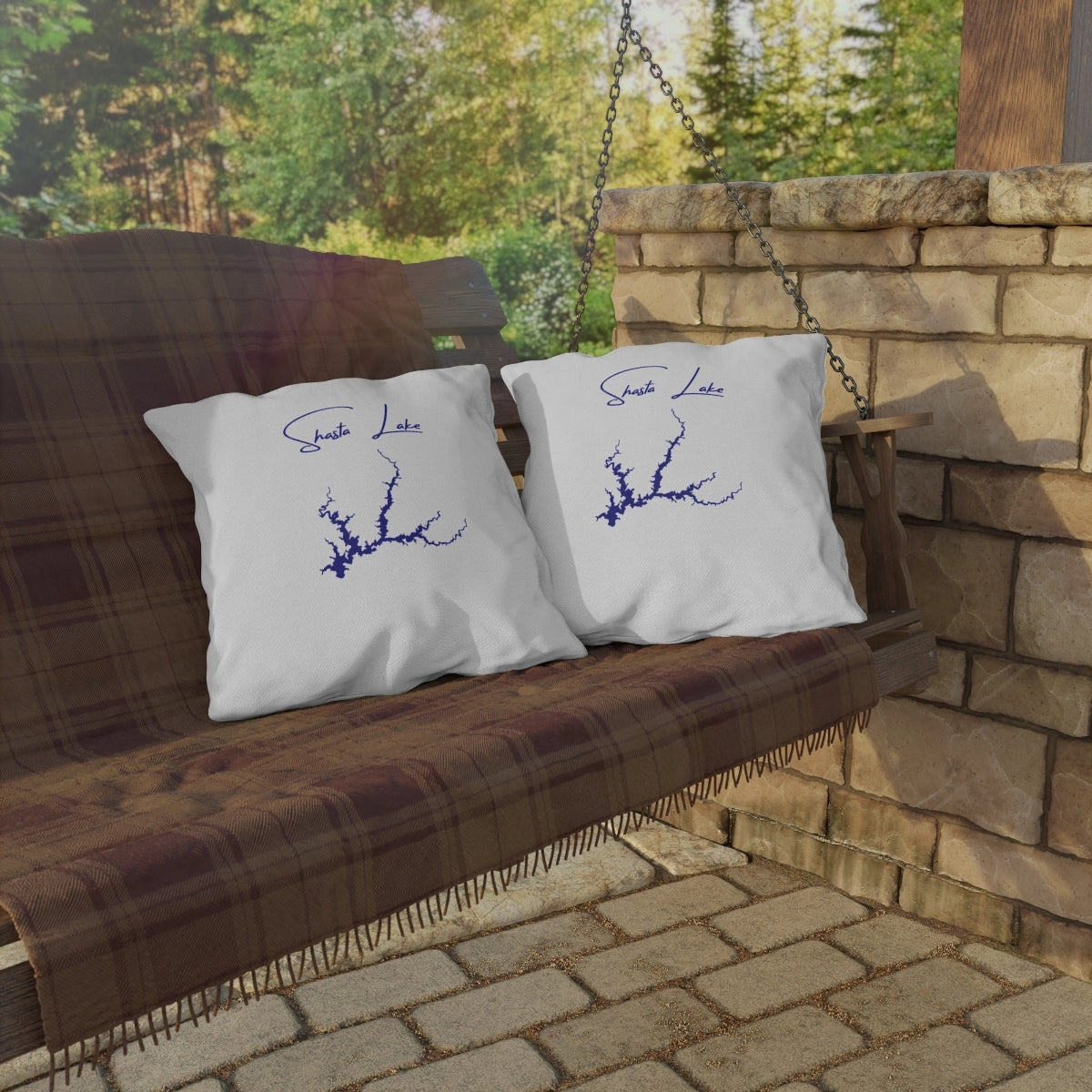 California Shasta Lake Outdoor Pillow all position view from context-2 20 x 20.webp