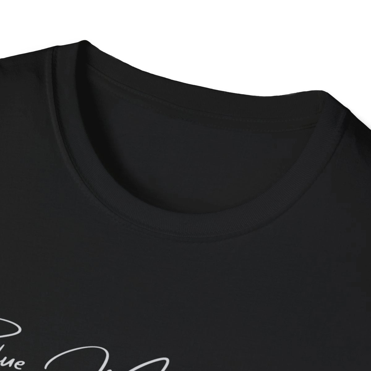 Colorado Blue Mesa Reservoir T-shirt other position view from front-collar-closeup black.webp