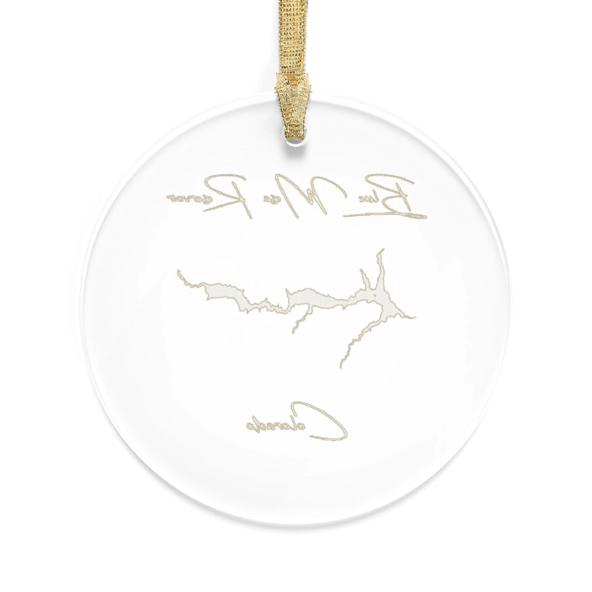 Colorado Blue Mesa Reservoir Tree Ornament other position view from back round.webp