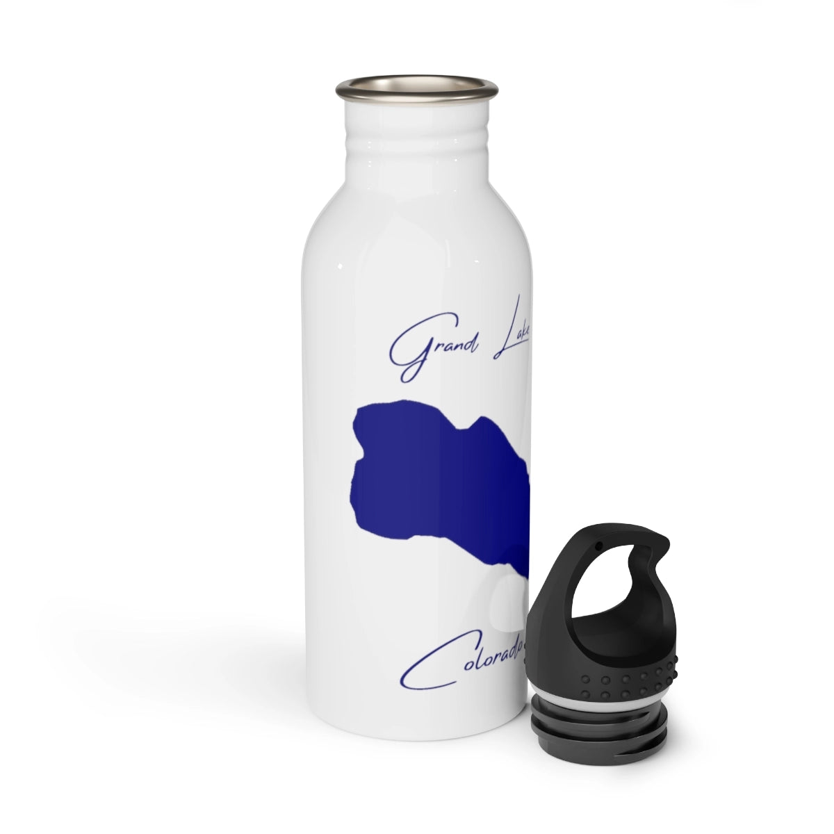 Colorado Grand Lake Water bottle other position view from open white.webp