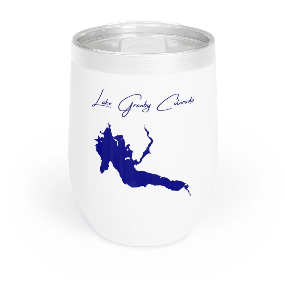Colorado Lake Granby Wine Tumbler front position view from front white.webp