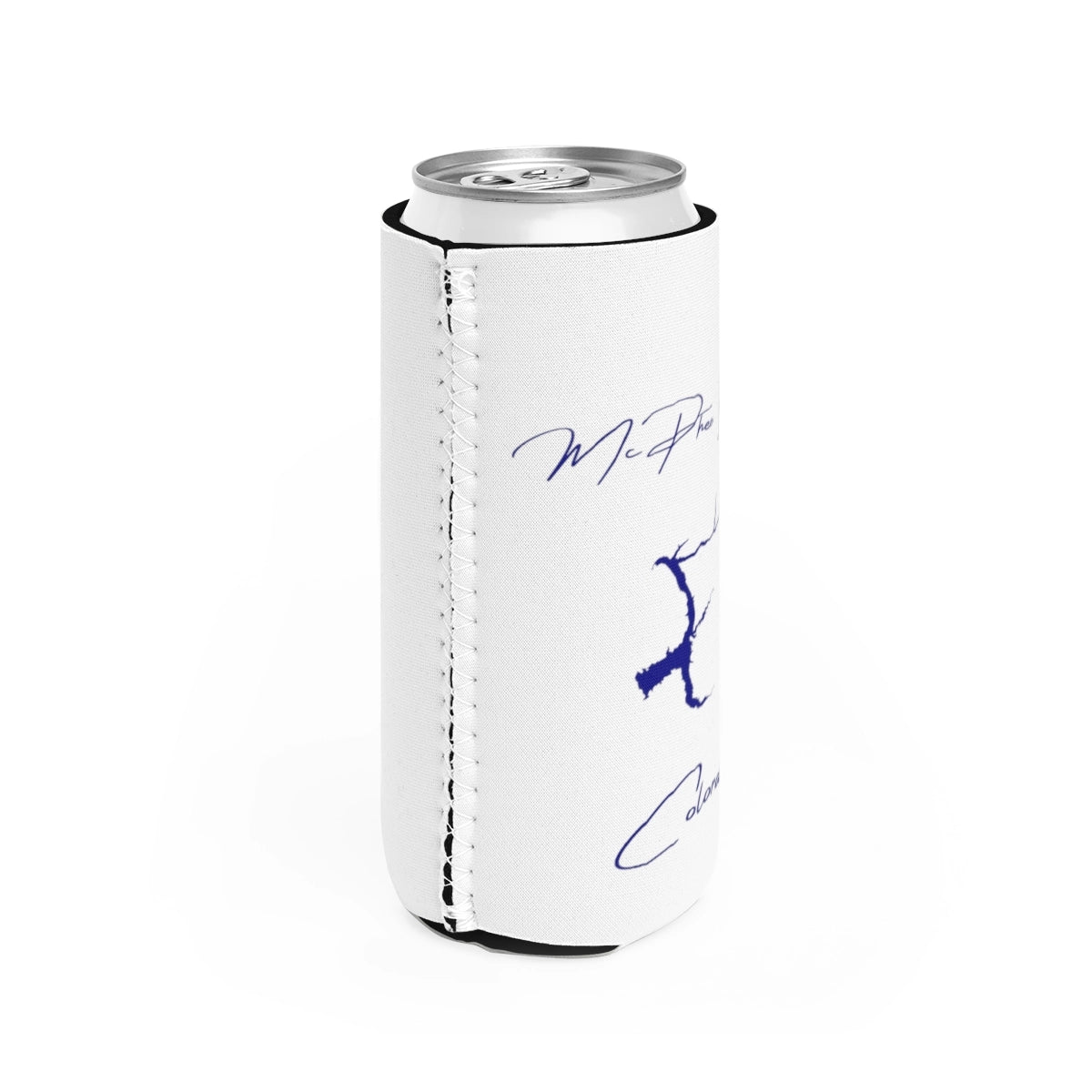 Colorado McPhee Reservoir Slim Can Koozie all position view from right white.webp