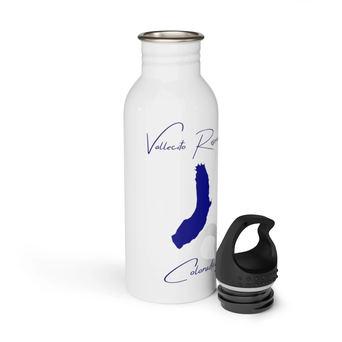 Colorado Vallecito Reservoir Water bottle other position view from open white.webp