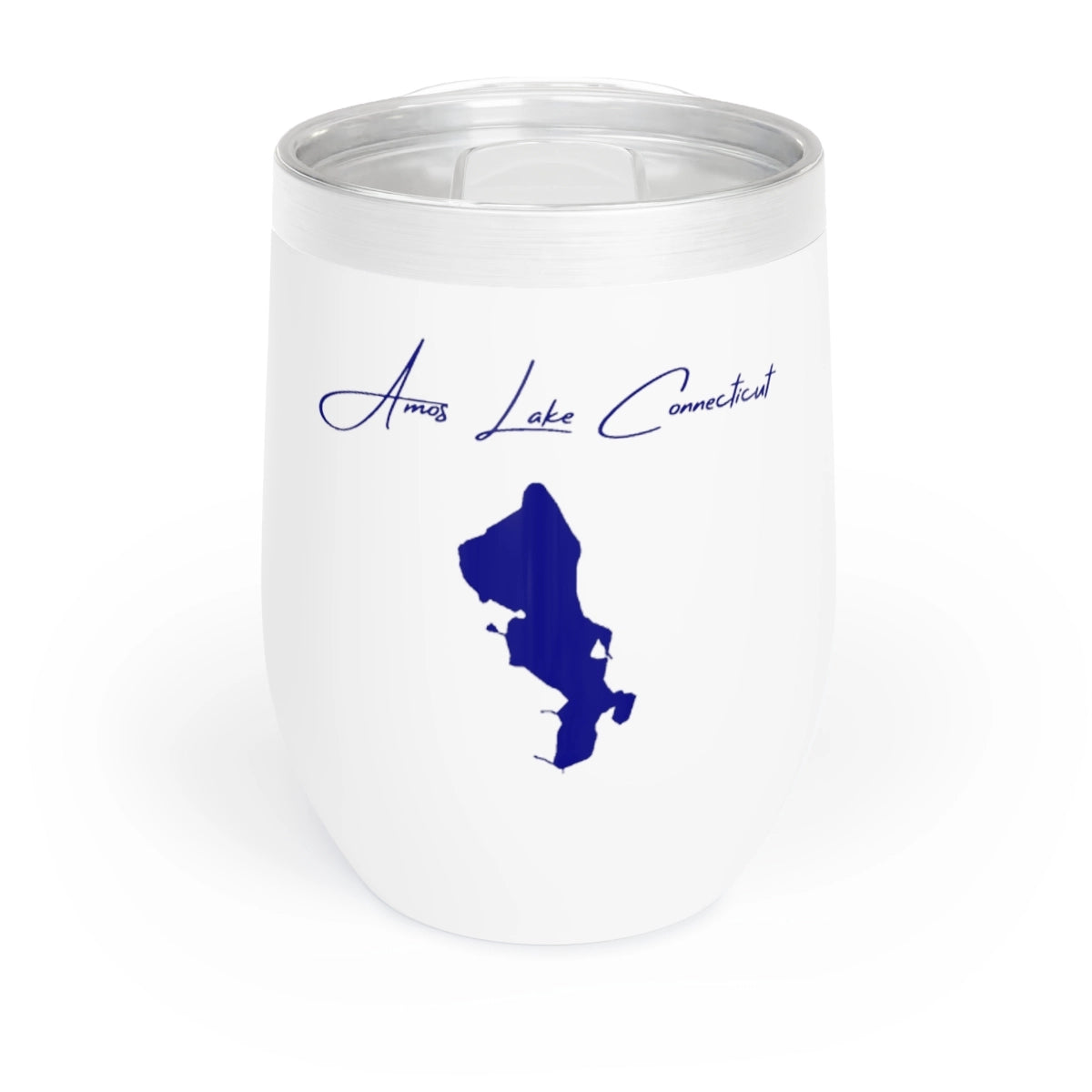 Connecticut Amos Lake Wine Tumbler front position view from front white.webp