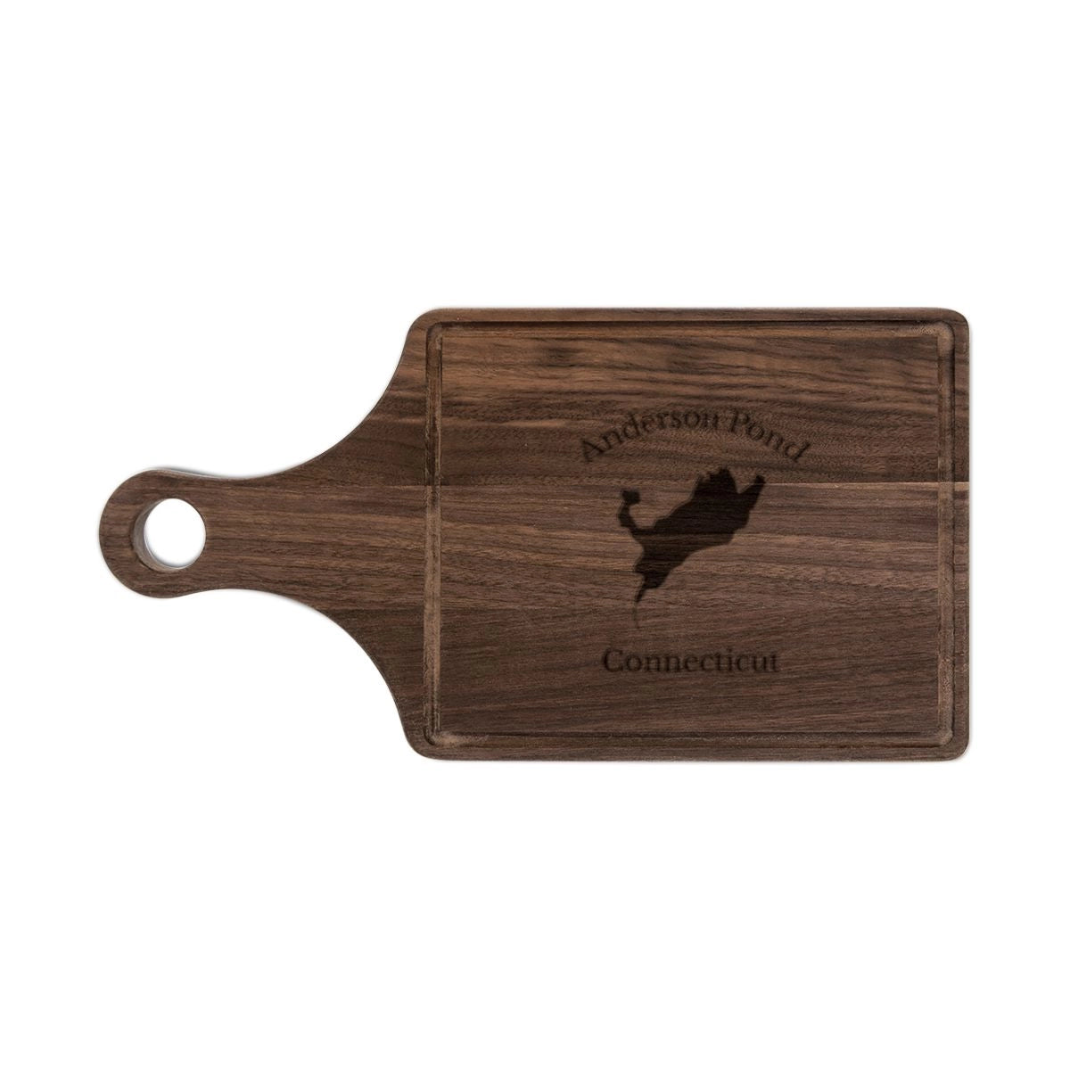 Connecticut Anderson Pond Engraved Cutting Board front position view from front walnut.webp