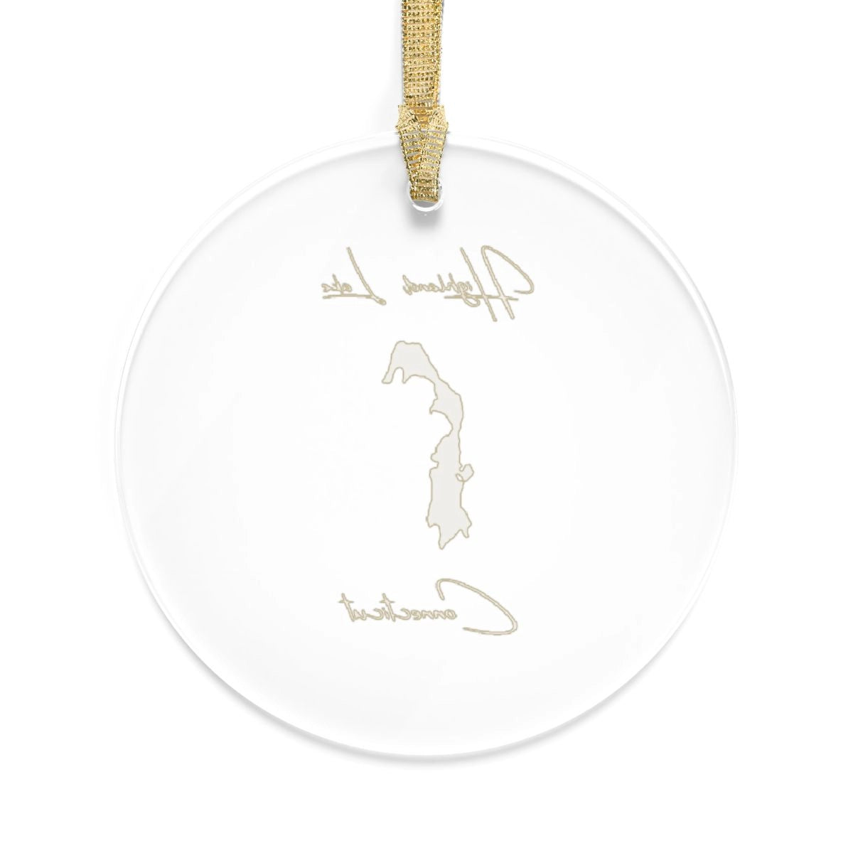 Connecticut Highland Lake Tree Ornament other position view from back round.webp