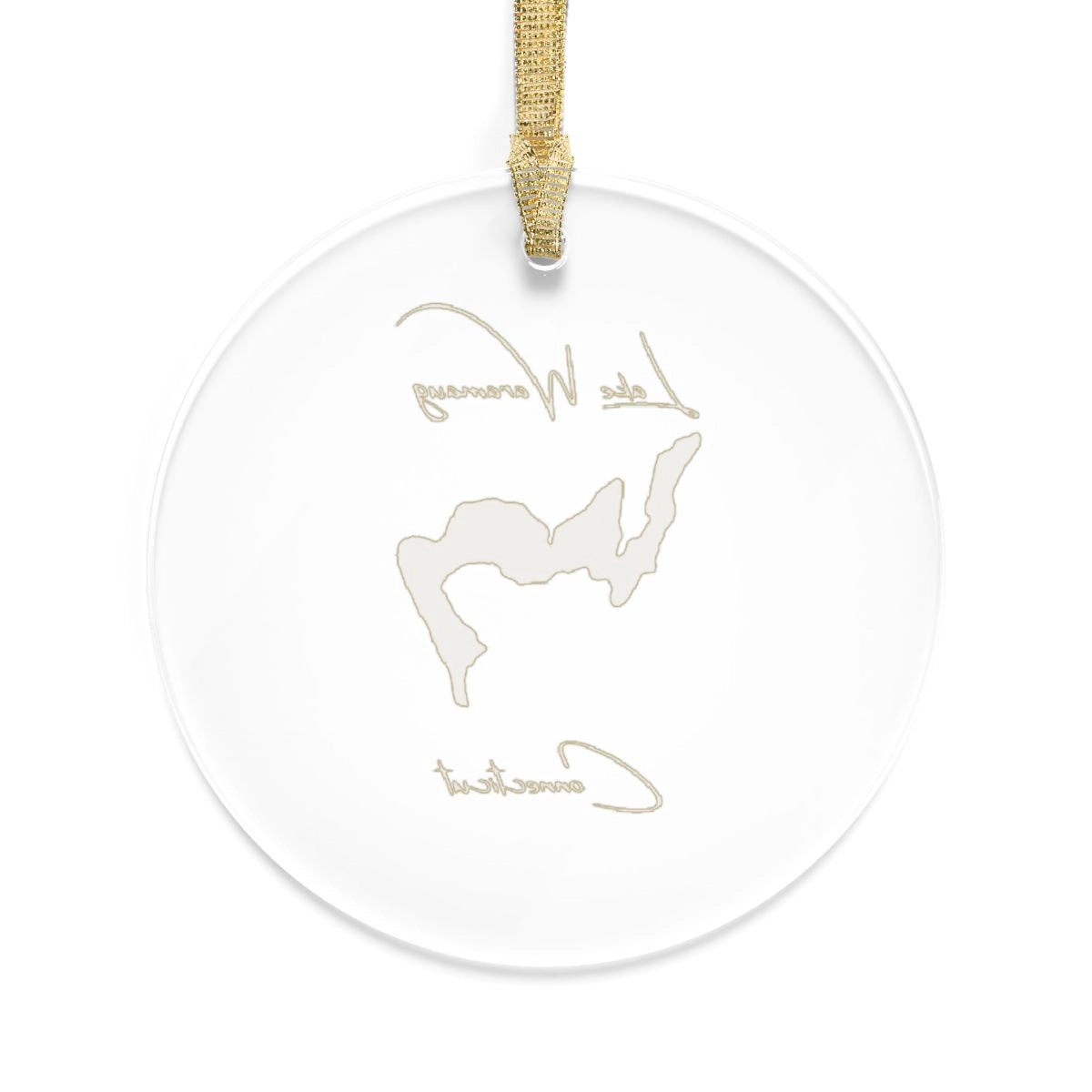 Connecticut Lake Waramaug Tree Ornament other position view from back round.webp