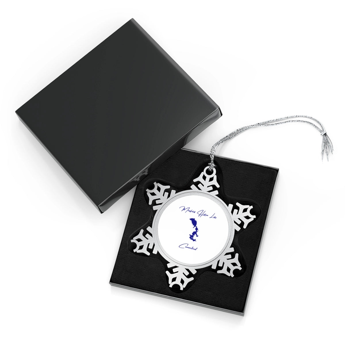 Connecticut Mansfield Hollow Lake XMAS Ornament front position view from with-box one size.webp