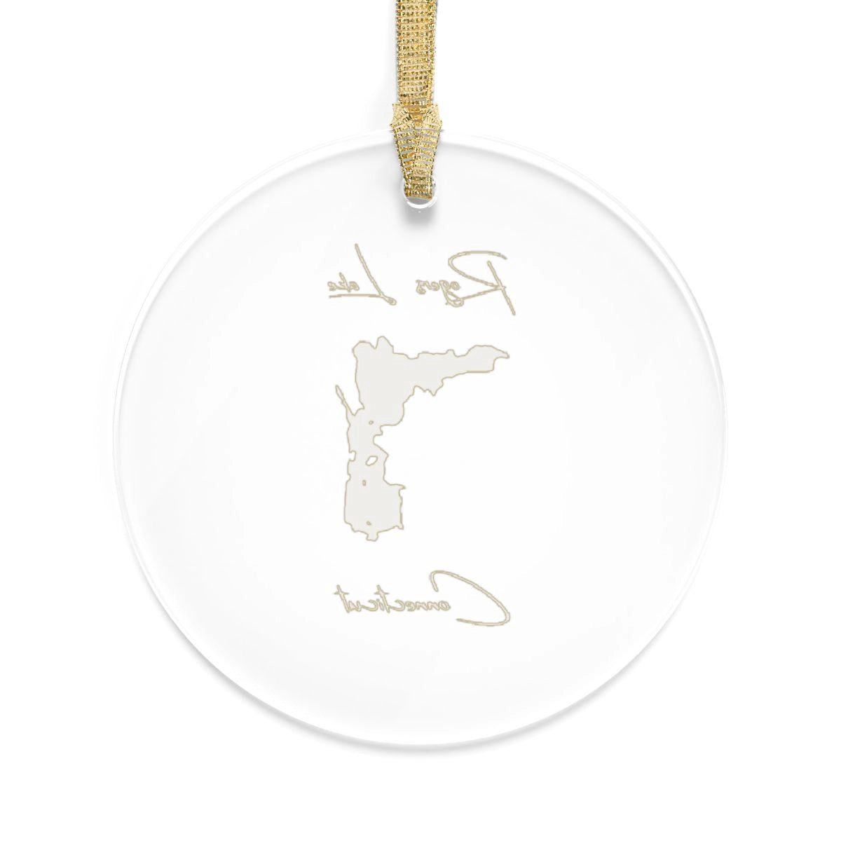 Connecticut Rogers Lake Tree Ornament other position view from back round.webp