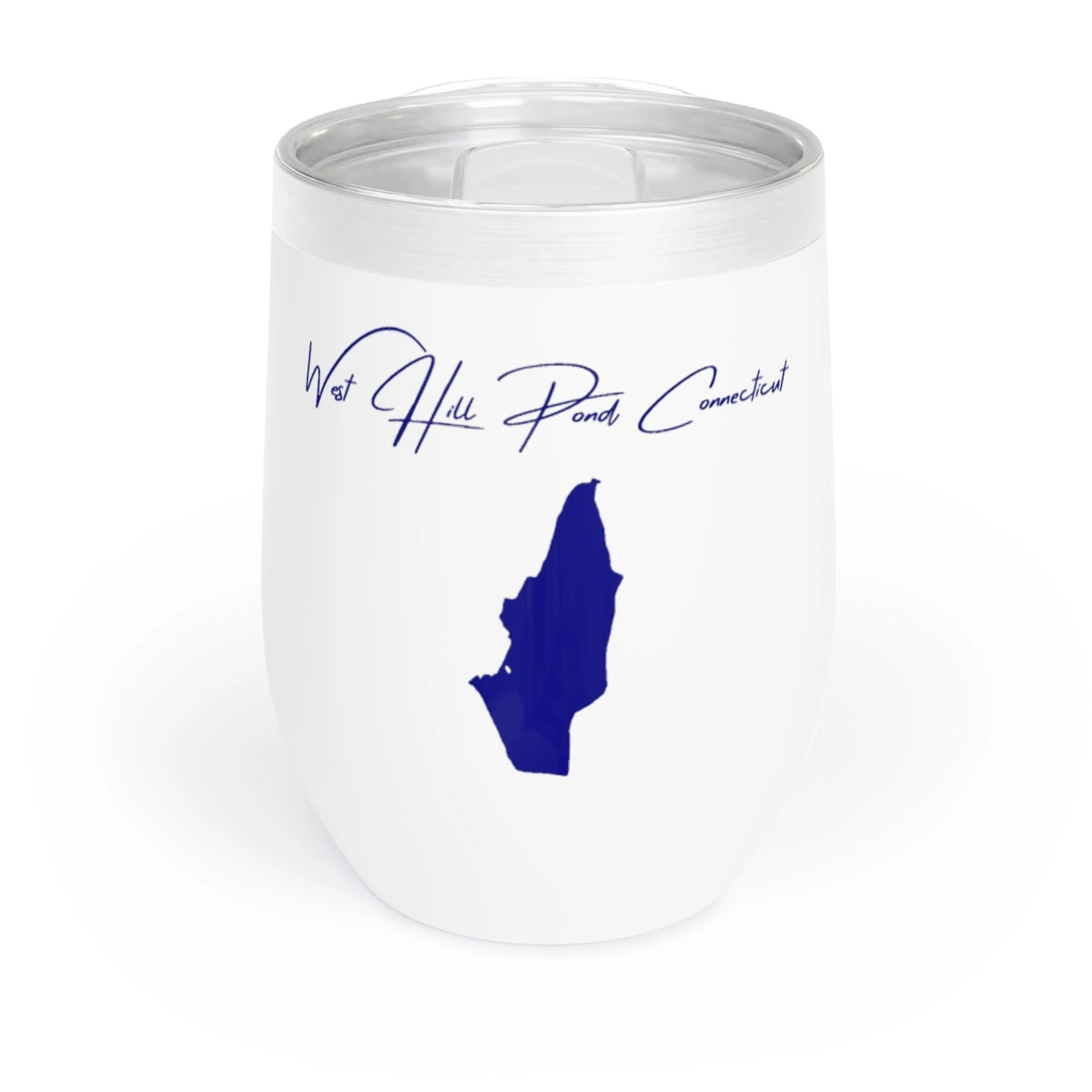 Connecticut West Hill Pond Wine Tumbler front position view from front white.webp