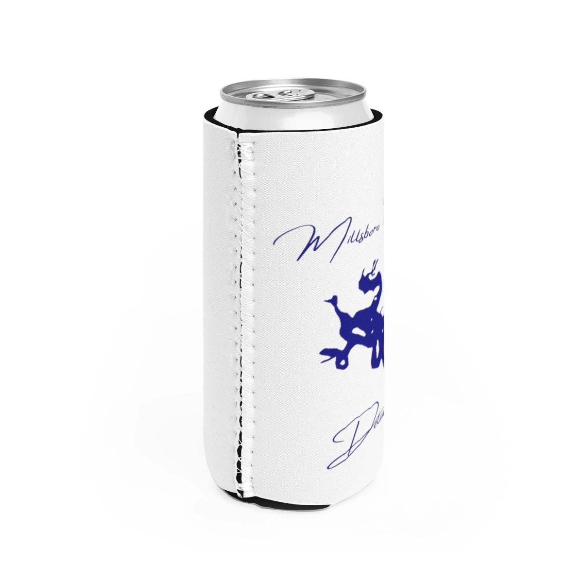 Delaware Millsboro Pond Slim Can Koozie all position view from right white.webp