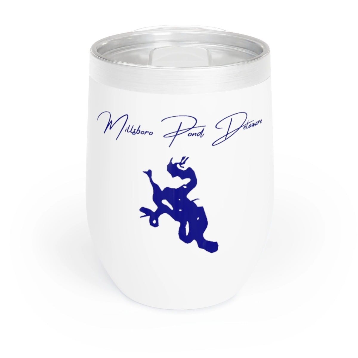 Delaware Millsboro Pond Wine Tumbler front position view from front white.webp