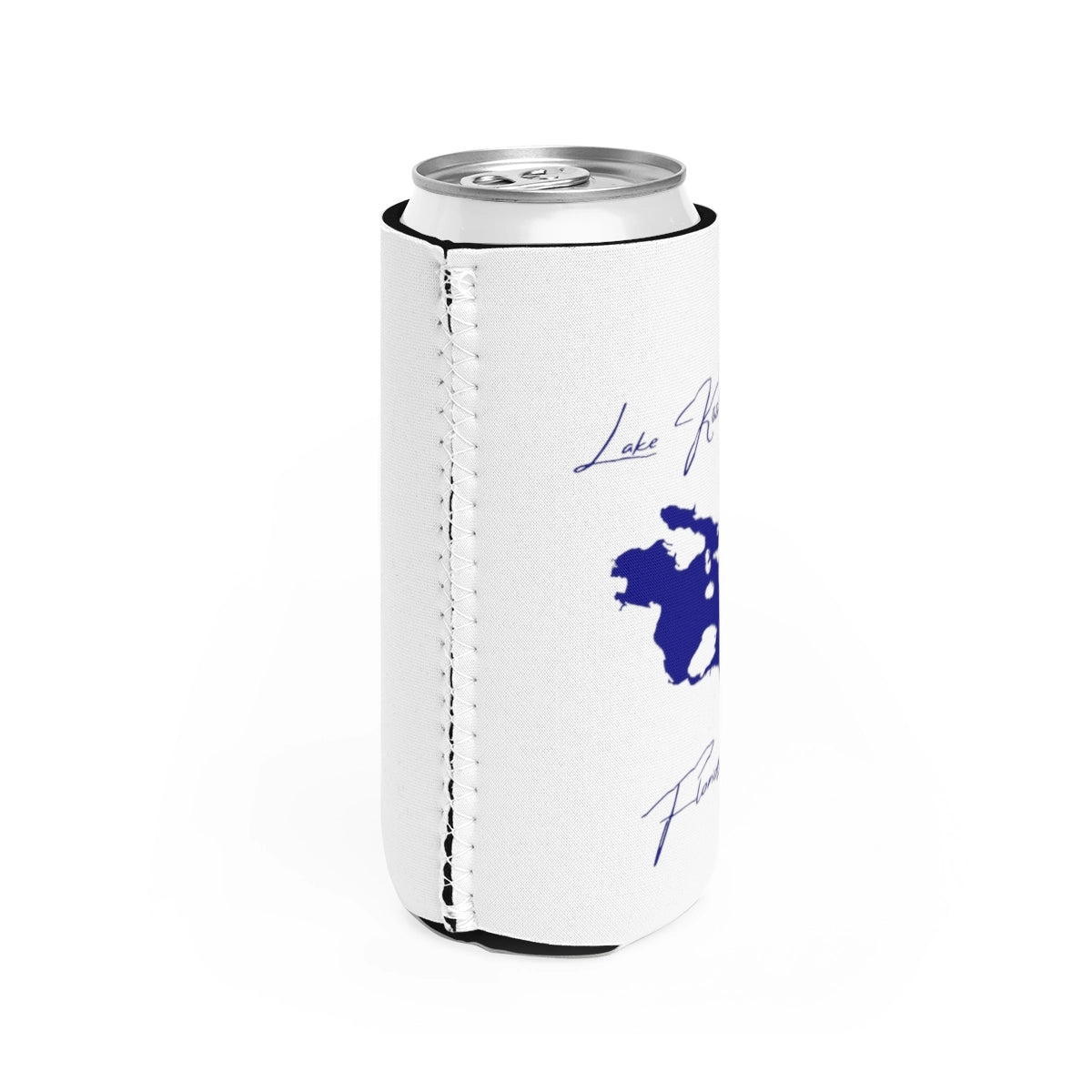Florida Lake Kissimmee Slim Can Koozie all position view from right white.webp