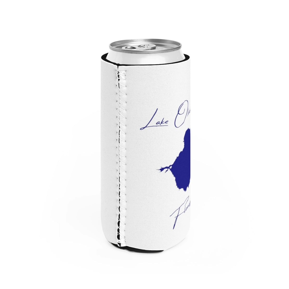Florida Lake Okeechobee Slim Can Koozie all position view from right white.webp