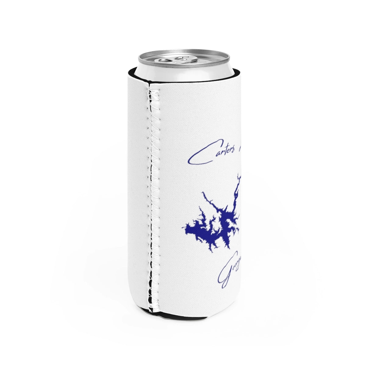 Georgia Carters Lake Slim Can Koozie all position view from right white.webp
