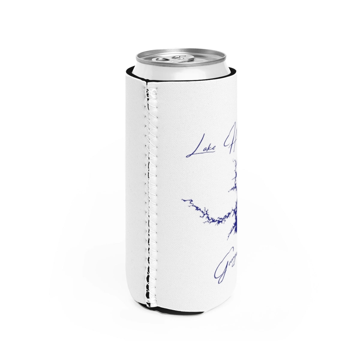 Georgia Lake Hartwell Slim Can Koozie all position view from right white.webp