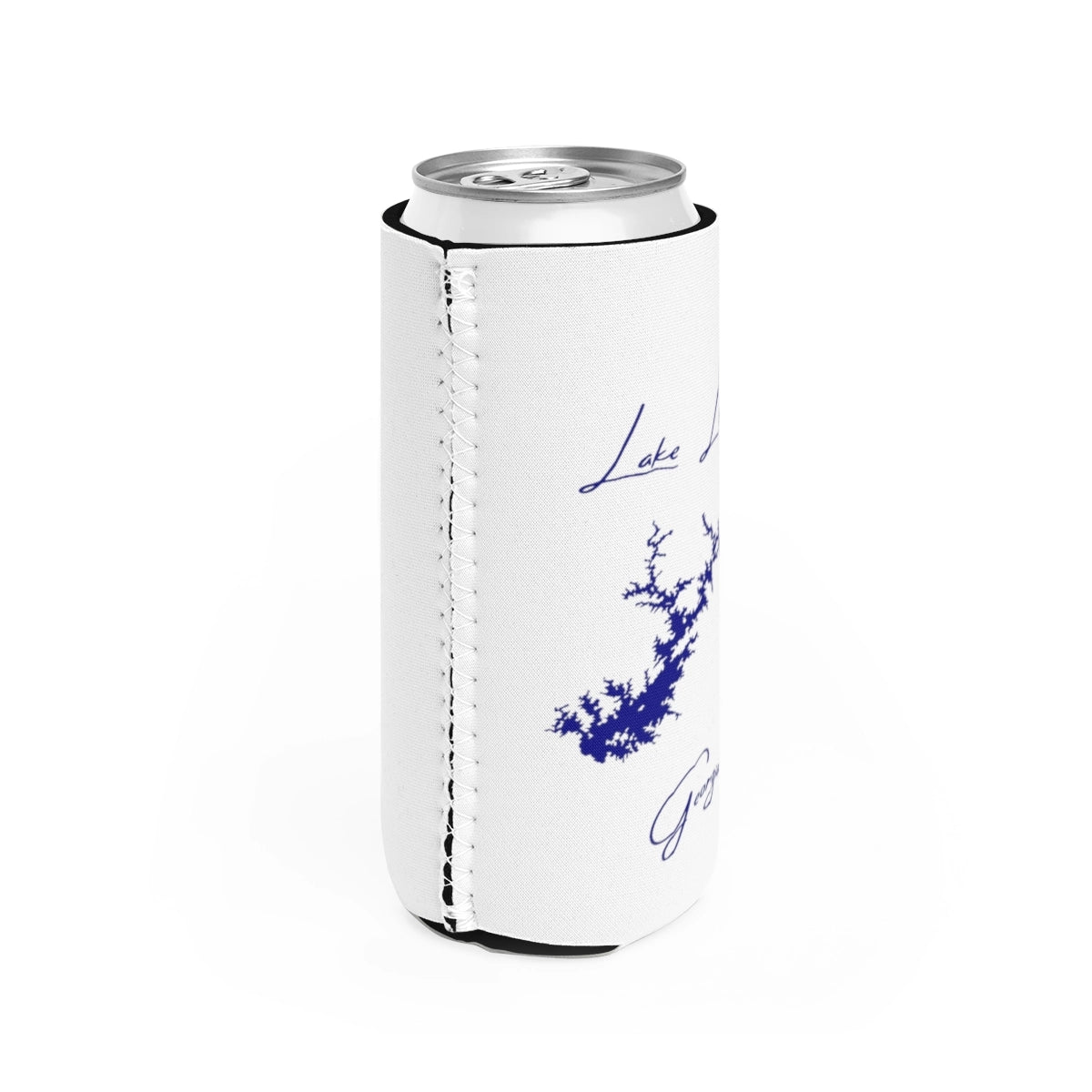 Georgia Lake Lanier Slim Can Koozie all position view from right white.webp