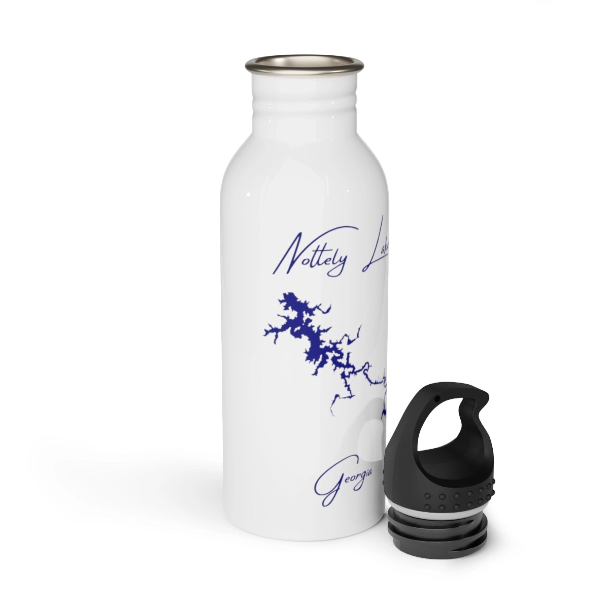 Georgia Nottely Lake Water bottle other position view from open white.webp