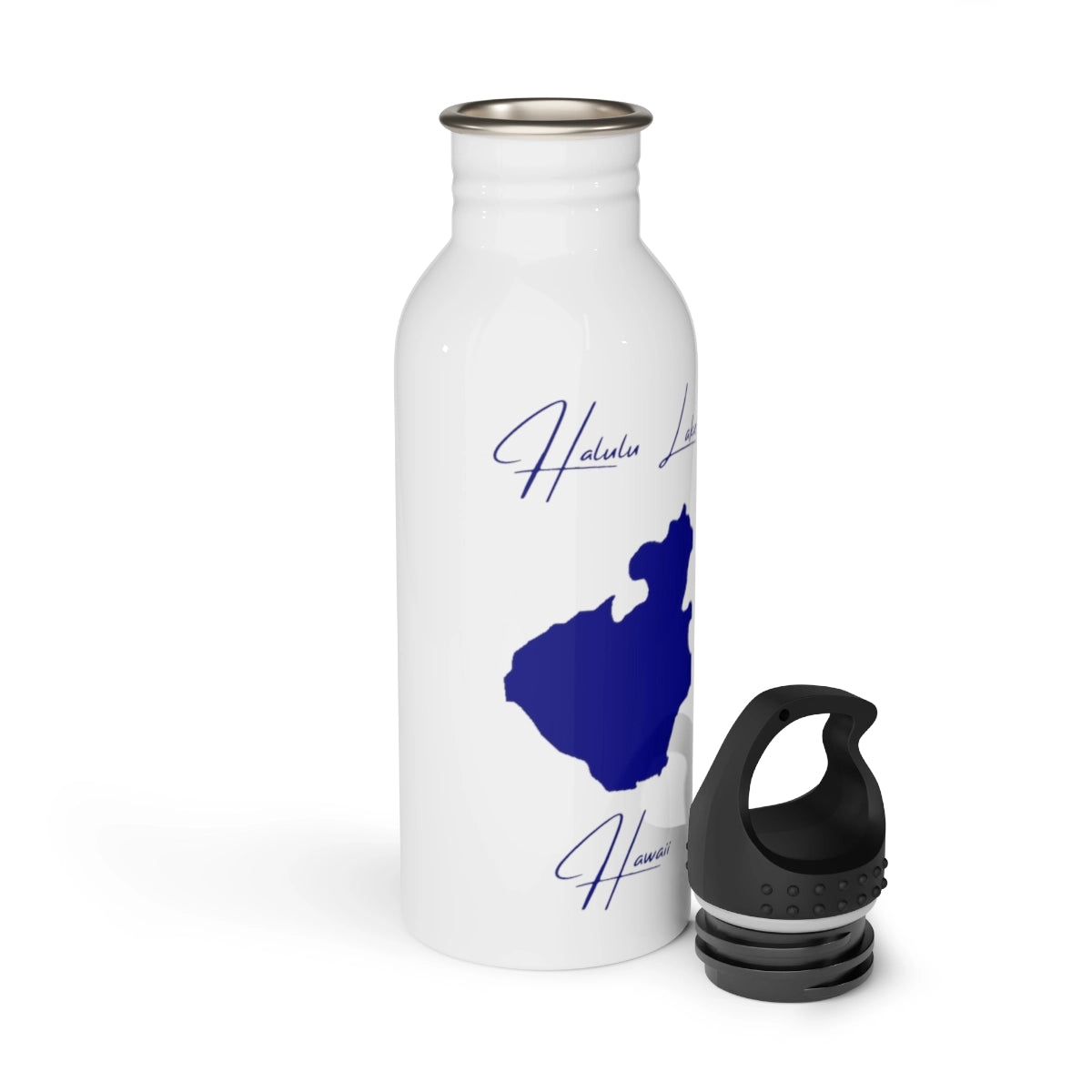 Hawaii Halulu Lake Water bottle other position view from open white.webp