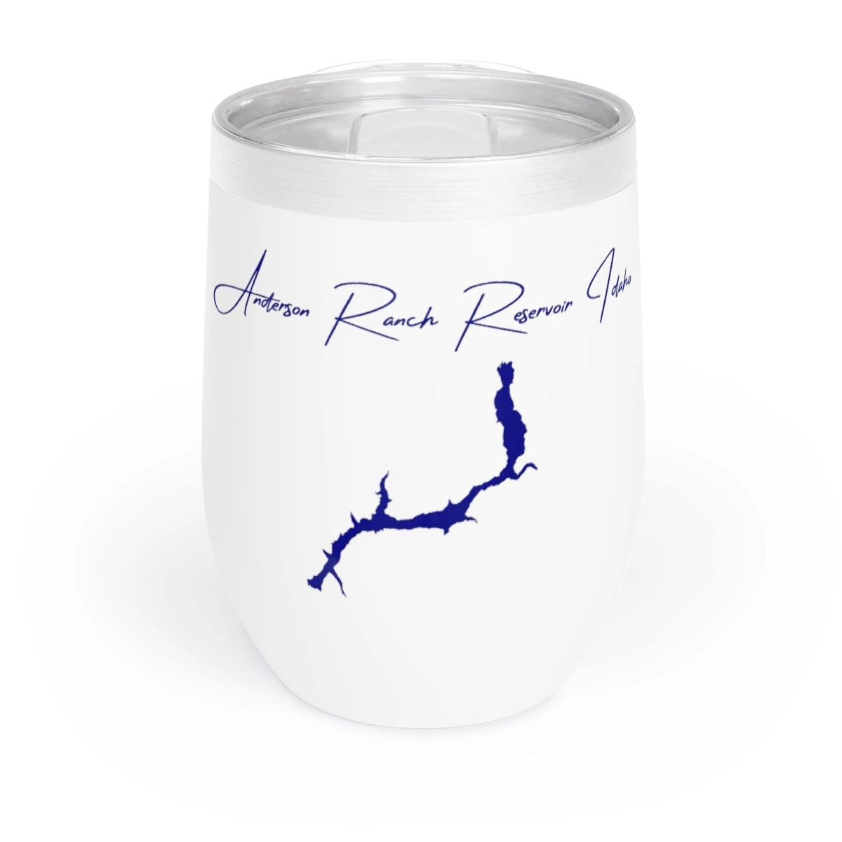 Idaho Anderson Ranch Reservoir Wine Tumbler front position view from front white.webp