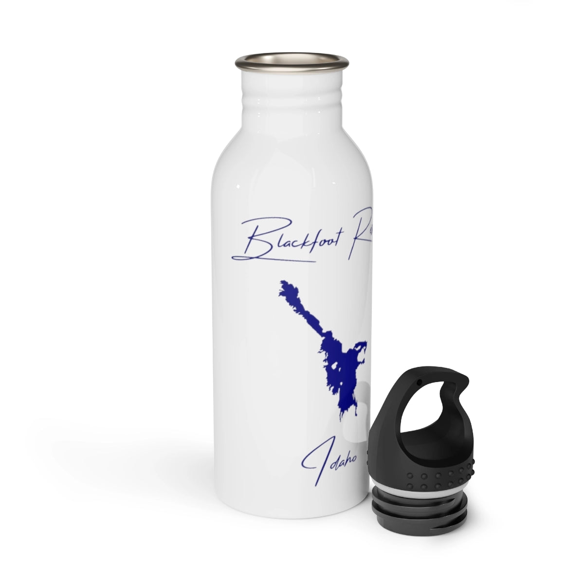Idaho Blackfoot Reservoir Water bottle other position view from open white.webp