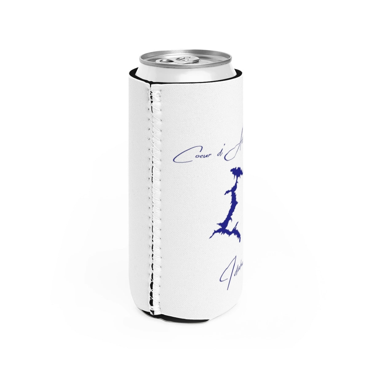Idaho Coeur d'Alene Lake Slim Can Koozie all position view from right white.webp